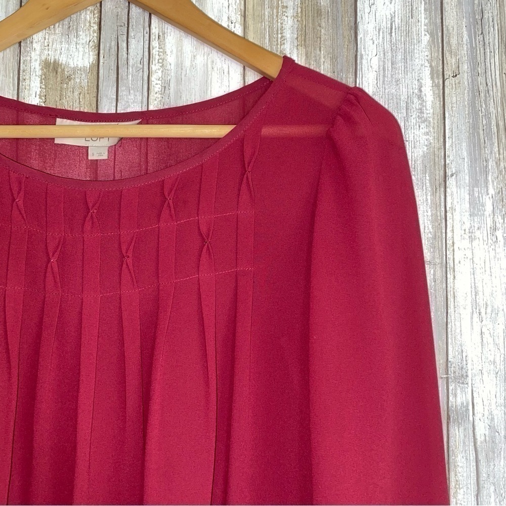 Loft Maroon Sheer Blouse - Picture 2 of 4
